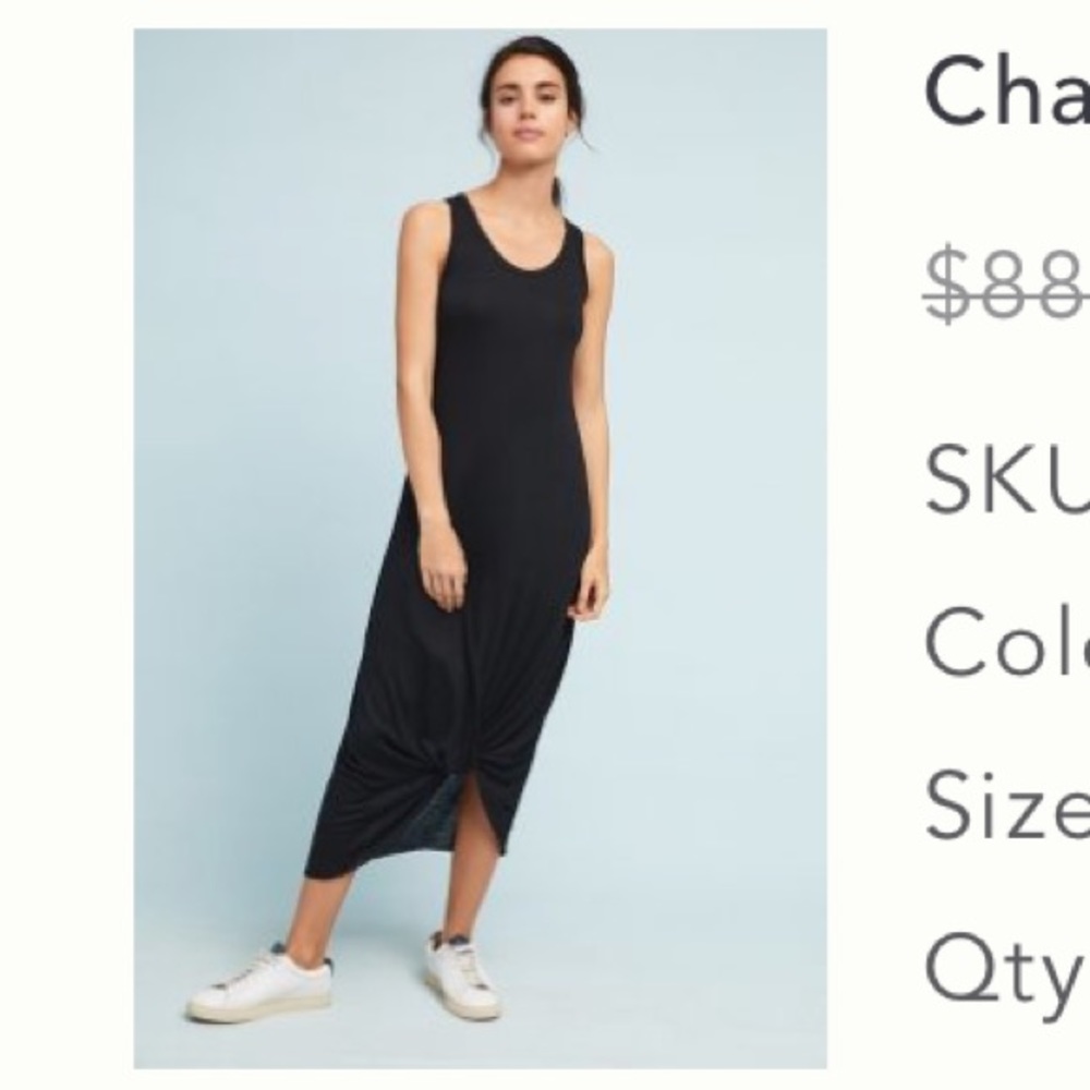 Anthropologie Coa Chandler Knotted Black Maxi Dress
